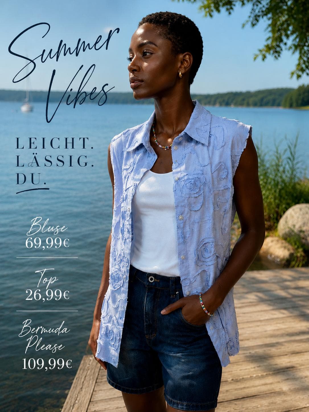 Sommerlook mit Bluse, Top und Bermuda Please bei DRESS by Manu in Oetz